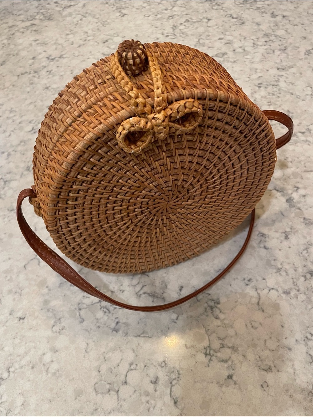 Woven Round Crossbody Bag - Brown - Picture 1 of 4